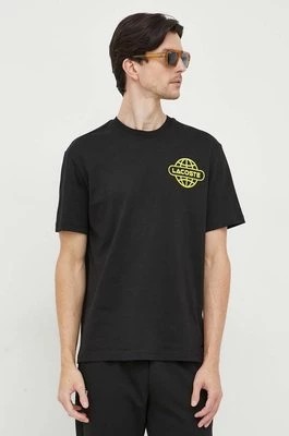 Zdjęcie produktu Lacoste t-shirt bawełniany kolor czarny z nadrukiem