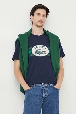 Zdjęcie produktu Lacoste t-shirt bawełniany kolor granatowy z nadrukiem