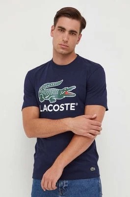 Zdjęcie produktu Lacoste t-shirt bawełniany kolor granatowy z nadrukiem