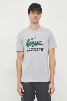 Zdjęcie produktu Lacoste t-shirt bawełniany kolor szary z nadrukiem