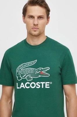 Zdjęcie produktu Lacoste t-shirt bawełniany kolor zielony z nadrukiem