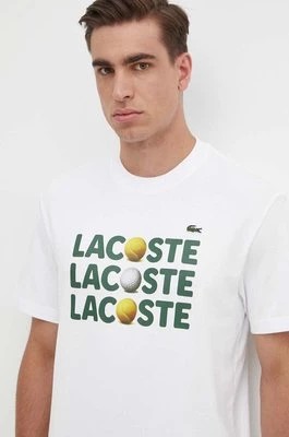Zdjęcie produktu Lacoste t-shirt bawełniany męski kolor biały z nadrukiem