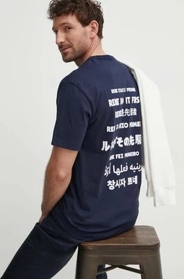 Zdjęcie produktu Lacoste t-shirt bawełniany męski kolor granatowy z nadrukiem