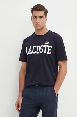 Zdjęcie produktu Lacoste t-shirt bawełniany męski kolor granatowy z nadrukiem