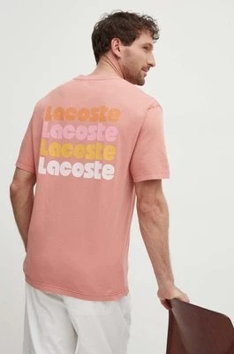 Zdjęcie produktu Lacoste t-shirt bawełniany męski kolor różowy z nadrukiem