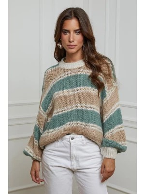 Zdjęcie produktu L'armoire de Suzette Sweter w kolorze turkusowo-beżowym rozmiar: 34/36