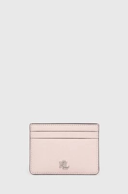 Zdjęcie produktu Lauren Ralph Lauren etui na karty skórzane kolor różowy