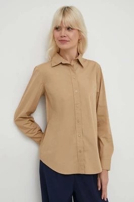 Zdjęcie produktu Lauren Ralph Lauren koszula bawełniana damska kolor beżowy regular z kołnierzykiem klasycznym 200925378