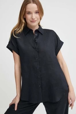 Zdjęcie produktu Lauren Ralph Lauren koszula lniana kolor czarny relaxed z kołnierzykiem klasycznym