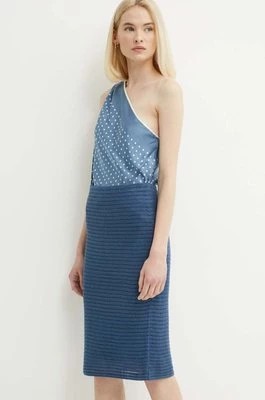 Zdjęcie produktu Lauren Ralph Lauren spódnica lniana kolor niebieski midi ołówkowa 200932981