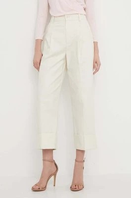 Zdjęcie produktu Lauren Ralph Lauren spodnie damskie kolor beżowy proste high waist 200871814
