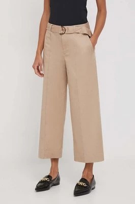 Zdjęcie produktu Lauren Ralph Lauren spodnie damskie kolor beżowy szerokie high waist