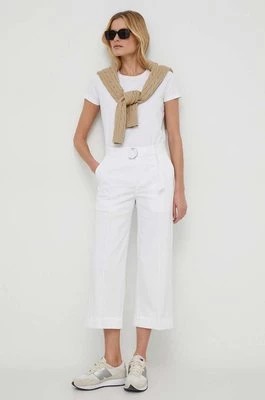 Zdjęcie produktu Lauren Ralph Lauren spodnie damskie kolor biały szerokie high waist