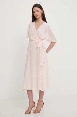 Zdjęcie produktu Lauren Ralph Lauren sukienka kolor różowy midi rozkloszowana 250909381