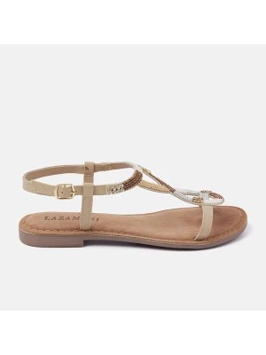 Zdjęcie produktu Lazamani Skórzane sandały w kolorze beżowym rozmiar: 39