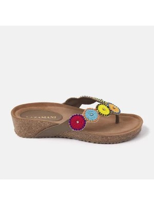 Zdjęcie produktu Lazamani Skórzane sandały w kolorze brązowym ze wzorem rozmiar: 40