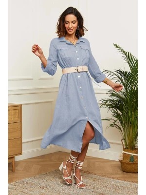 Zdjęcie produktu Le Monde du Lin Lniana sukienka w kolorze błękitnym rozmiar: 36/38