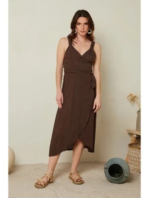 Zdjęcie produktu Le Monde du Lin Lniana sukienka w kolorze brązowym rozmiar: 38/40
