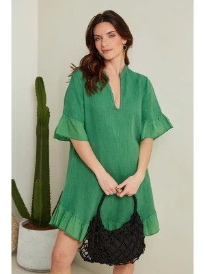 Zdjęcie produktu Le Monde du Lin Lniana sukienka w kolorze zielonym rozmiar: 34/36
