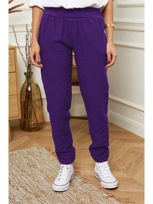 Zdjęcie produktu Le Monde du Lin Lniane spodnie "Provence" w kolorze fioletowym rozmiar: 38/40