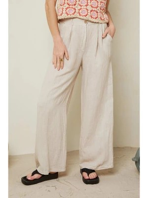 Zdjęcie produktu Le Monde du Lin Lniane spodnie w kolorze kremowym rozmiar: 40/42