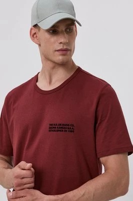 Zdjęcie produktu Lee T-shirt bawełniany kolor brązowy z nadrukiem