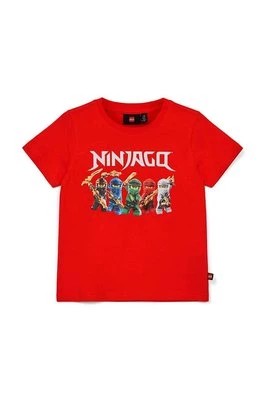 Zdjęcie produktu Lego t-shirt bawełniany dziecięcy kolor czerwony z nadrukiem