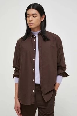 Zdjęcie produktu Les Deux koszula męska kolor brązowy regular z kołnierzykiem button-down