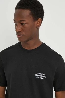Zdjęcie produktu Les Deux t-shirt bawełniany męski kolor czarny z nadrukiem