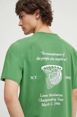 Zdjęcie produktu Les Deux t-shirt bawełniany męski kolor zielony z nadrukiem LDM101182