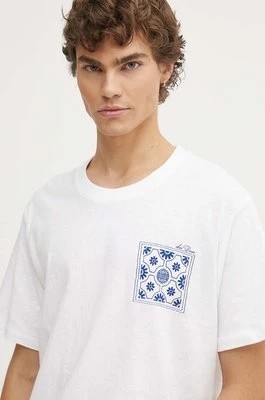 Zdjęcie produktu Les Deux t-shirt z domieszką lnu kolor biały z nadrukiem LDM101176