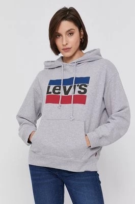 Zdjęcie produktu Levi's Bluza bawełniana damska kolor szary z kapturem z nadrukiem 18487.0059-Greys