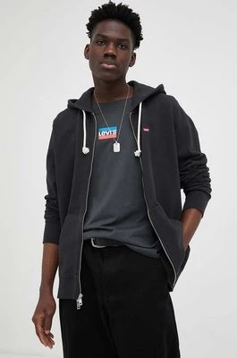 Zdjęcie produktu Levi's bluza bawełniana męska kolor czarny z kapturem gładka