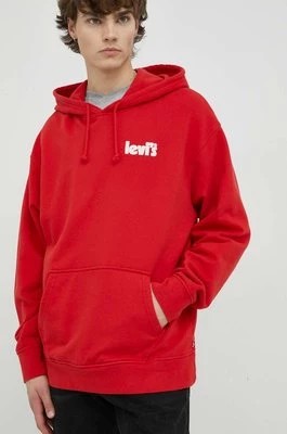 Zdjęcie produktu Levi's bluza bawełniana męska kolor czerwony z kapturem z nadrukiem