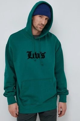 Zdjęcie produktu Levi's bluza bawełniana męska kolor zielony z kapturem z aplikacją