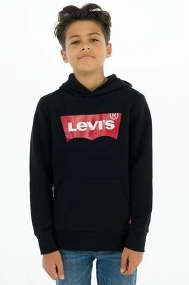 Zdjęcie produktu Levi's Bluza dziecięca kolor czarny z kapturem z nadrukiem