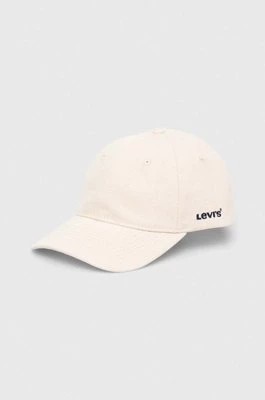 Zdjęcie produktu Levi's czapka z daszkiem bawełniana kolor beżowy gładka