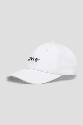 Zdjęcie produktu Levi's czapka z daszkiem bawełniana kolor biały z aplikacją