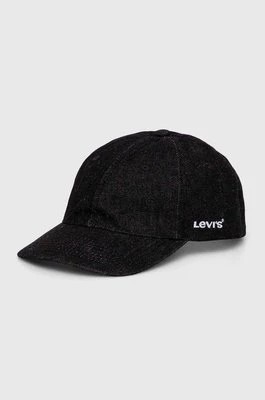 Zdjęcie produktu Levi's czapka z daszkiem bawełniana kolor czarny gładka