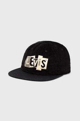 Zdjęcie produktu Levi's czapka z daszkiem bawełniana kolor czarny z aplikacją
