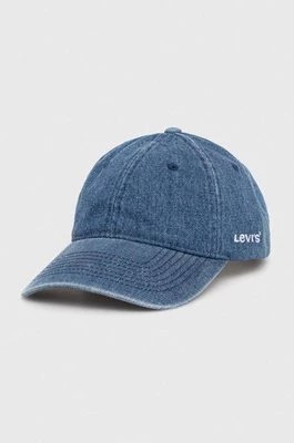 Zdjęcie produktu Levi's czapka z daszkiem bawełniana kolor niebieski gładka