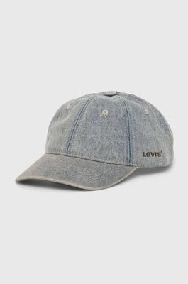 Zdjęcie produktu Levi's czapka z daszkiem bawełniana kolor niebieski gładka
