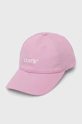 Zdjęcie produktu Levi's czapka z daszkiem bawełniana kolor różowy z aplikacją