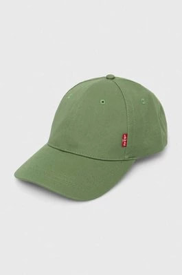 Zdjęcie produktu Levi's czapka z daszkiem bawełniana kolor zielony gładka