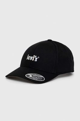 Zdjęcie produktu Levi's czapka z daszkiem kolor czarny z nadrukiem
