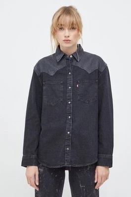Zdjęcie produktu Levi's koszula jeansowa damska kolor czarny regular z kołnierzykiem klasycznym