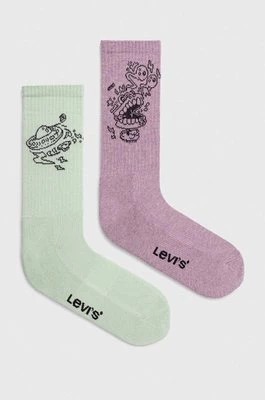 Zdjęcie produktu Levi's skarpetki 2-pack kolor fioletowy