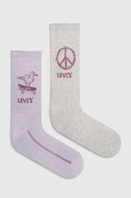Zdjęcie produktu Levi's skarpetki 2-pack kolor fioletowy