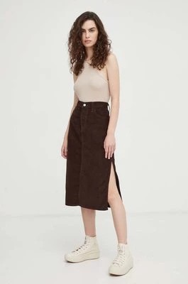 Zdjęcie produktu Levi's spódnica sztruksowa kolor brązowy midi prosta