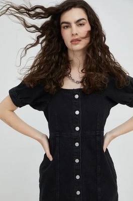 Zdjęcie produktu Levi's sukienka jeansowa kolor czarny mini dopasowana